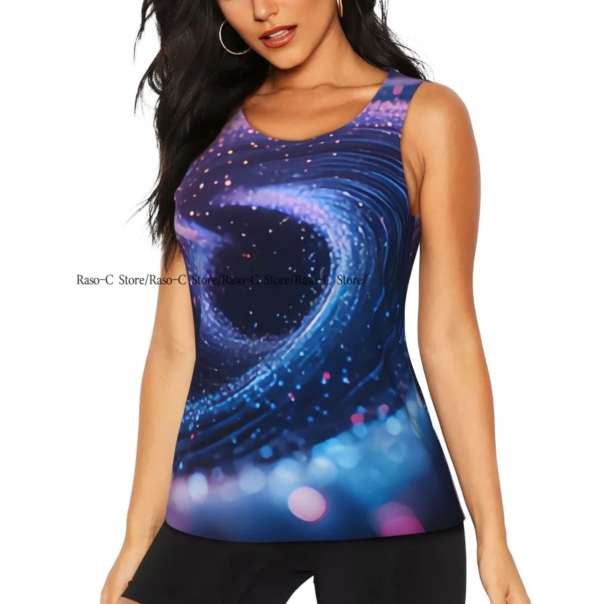 Débardeur Femme Sexy Luminescent à Particules Scintillantes, Col Rond Sans Manches, Camisole Décontractée Basique pour Femme