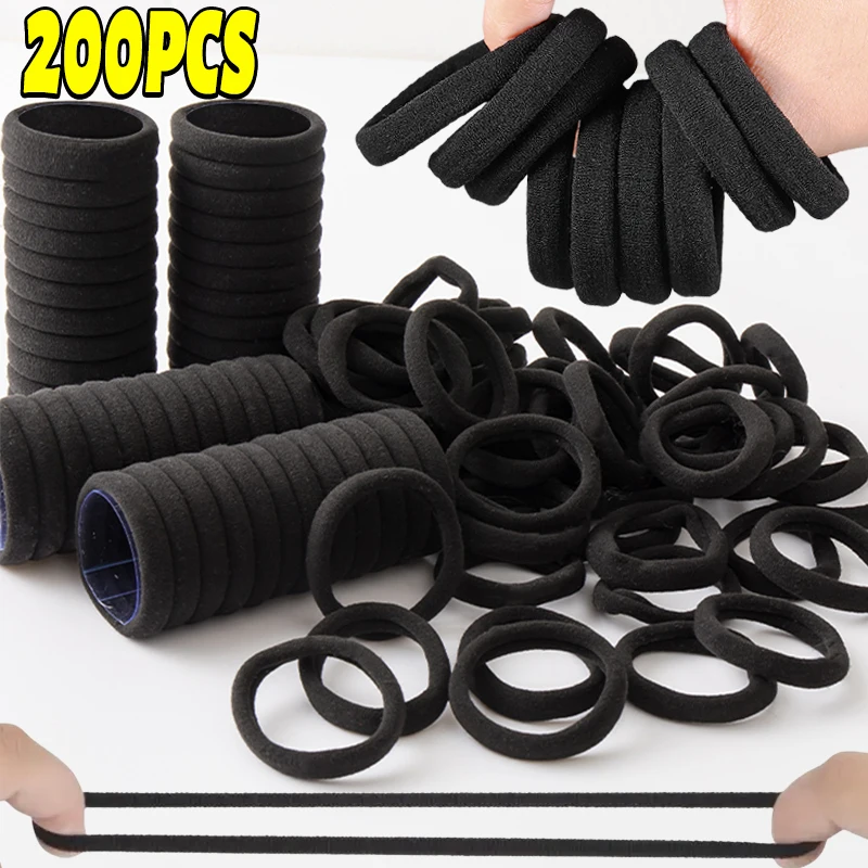 

50/200pcs Black Hair Bands for Women Girls Hairband High Elastic Rubber Band Hair Ties Ponytail Holder Scrunchies Accessorie