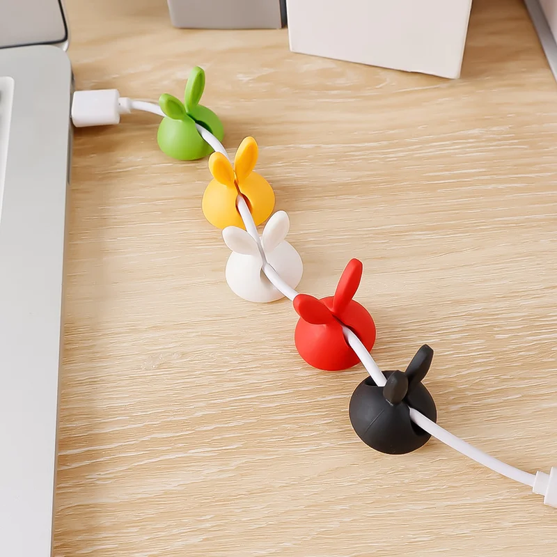 10pcs Rabbit Ear Wire Fixer Wire Organizer Desktop Neat Organizer Keyboard Mouse Wire USB Charger Wire Stand Organizer Stand