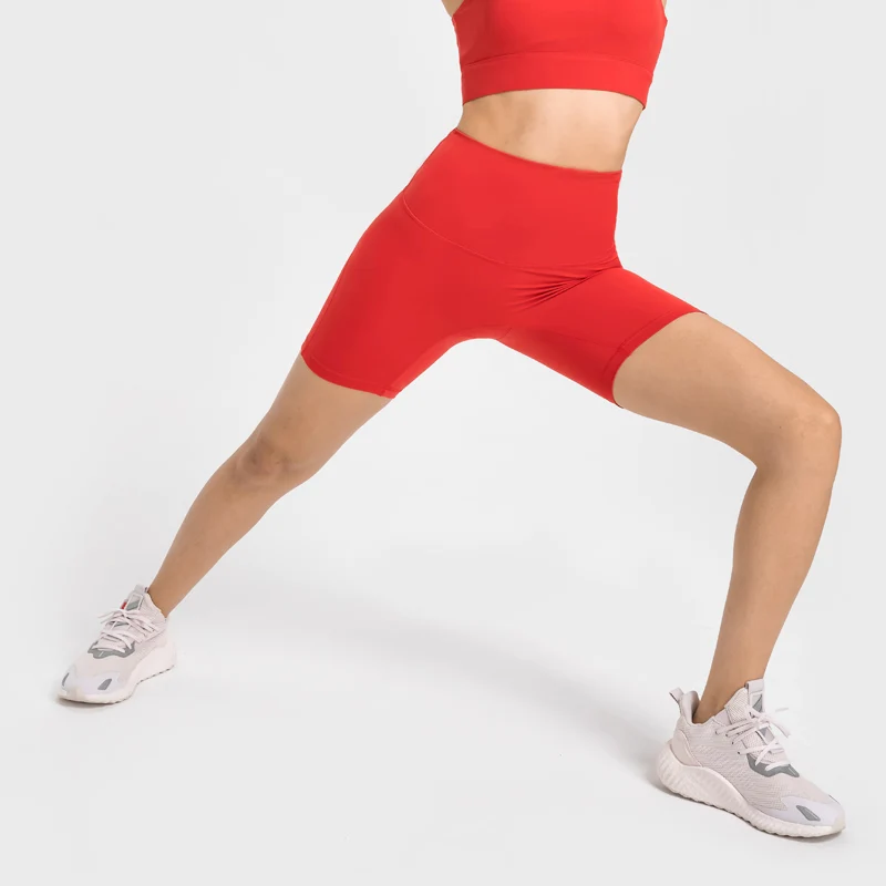 Red Shorts for Women No Embarrassing Line High Waist Push Up GYM Daily Athletic Yoga Pilates Running Riding Short Pants