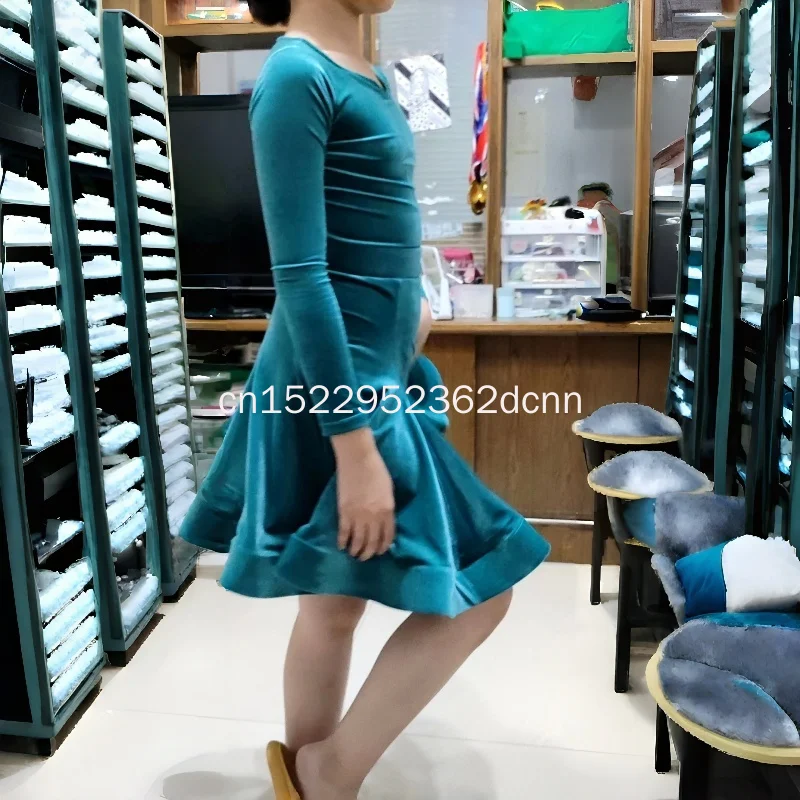 قواعد الرقص اللاتينية بلاكبول ملابس المنافسة المخملية للفتيات عالية الجودة ملابس أداء امتحان الرقص للأطفال 110-180 سنتيمتر