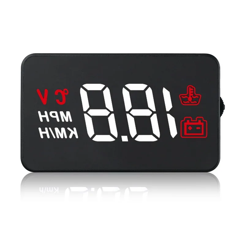 Car HUD Auto Overspeed Warning High temperature A100 Wheel Button OBD 2 3.5inch Head Up Dispay