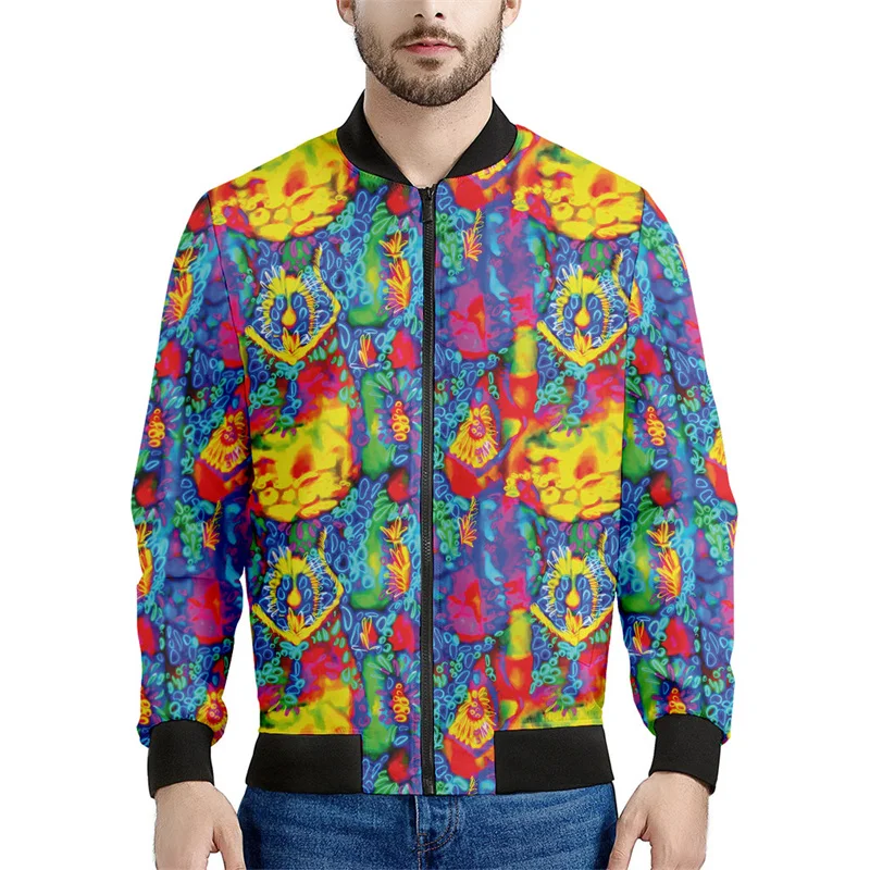 Abstract Psychedelic Zipper Jacket For Men 3d Printed Oversized Sweatshirt Tops Spring Autumn Long Sleeves Women Bomber Jackets