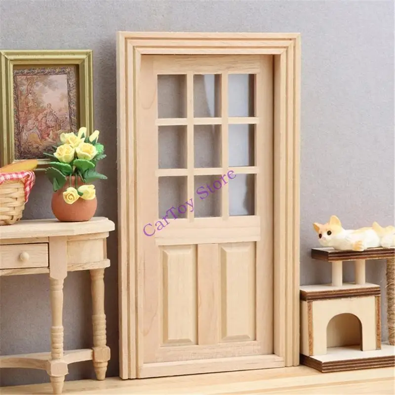 محاكاة باب خشبي نموذج الشكل أثاث مصغر 1/12 بيت الدمية ملحق لنموذج الحرف اليدوية إعداد المشروع الدعائم #5