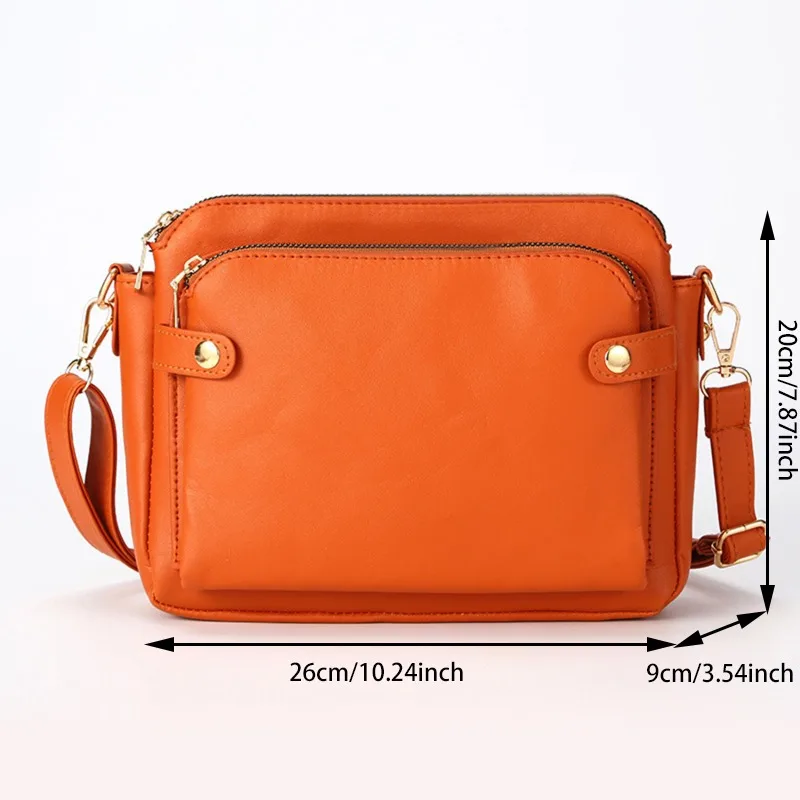 Hot Sale Women Crossbody Bags Three Layers Leather Shoulder Handbag Retro Fashion Purse Multi Pocket Female Clutch Bag