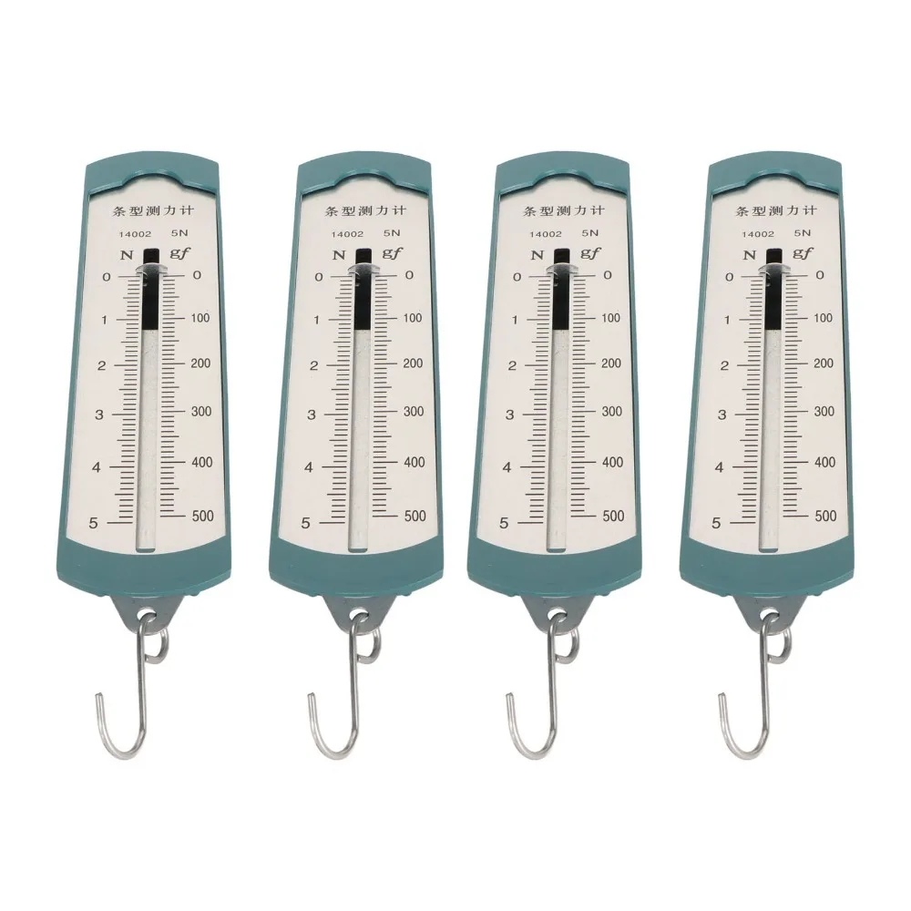 4pcs Polymer Shell Spring Dynamometer Metal Spring Clear Scale Mark Lab Force Gauge Rectangular Shape Multi Range 1N 2.5N 5N