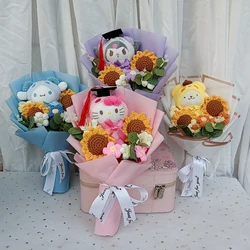 Graduation Hello Kitty Kuromi My Melody Cinnamoroll Plush Sunflower Bouquet Gift Valentine's Day Xmas Girl Friend Gifts