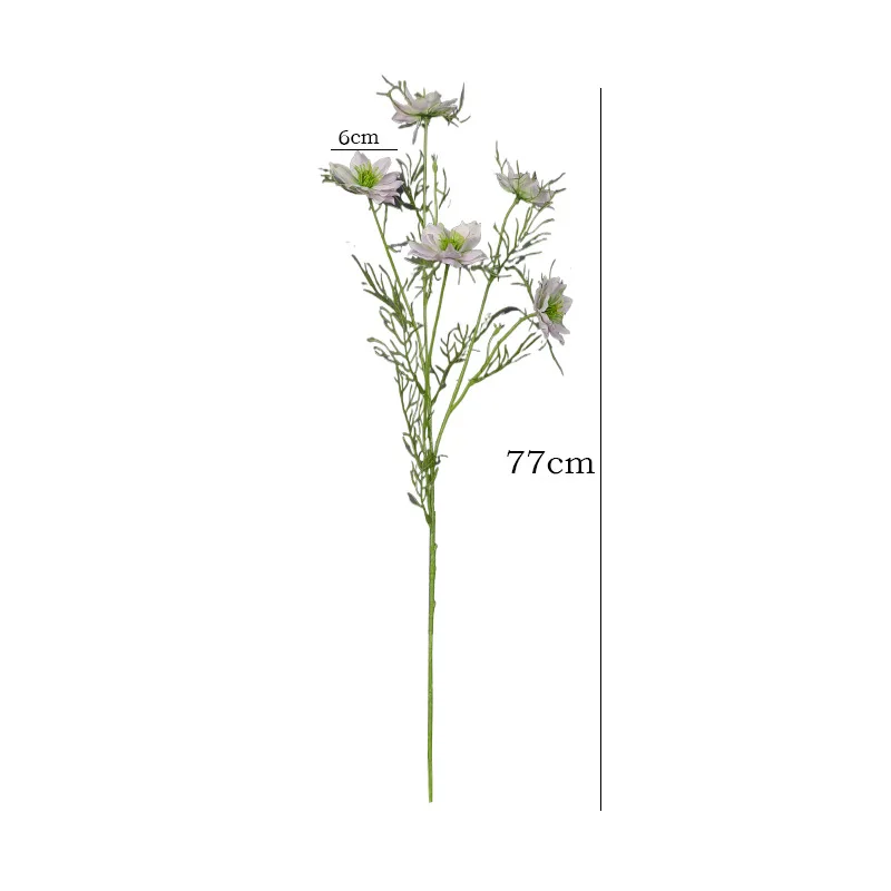 5 Stück künstliche Blumen Nigella Sativa für Zuhause, Raumdekoration, Garten, Hochzeit, Blumenarrangement, gefälschte Seidenblume, Party, Blumen – Detail 3