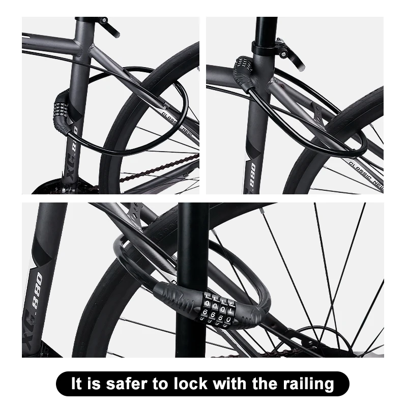 Bike Lock Mountain Bike Portable Security 4-digit Code Bike Lock for Bicycle Motorcycle Scooter