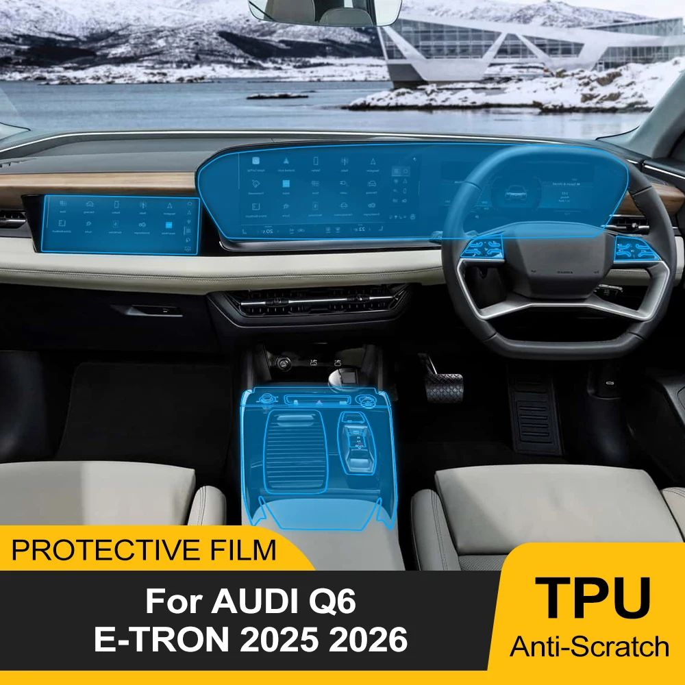 

Car Transparent TPU Film for Audi Q6 E-tron 2025 2026 Gear Panel Center Console Anti-scratch Resist Refit Pre Cut PPF Film Cover