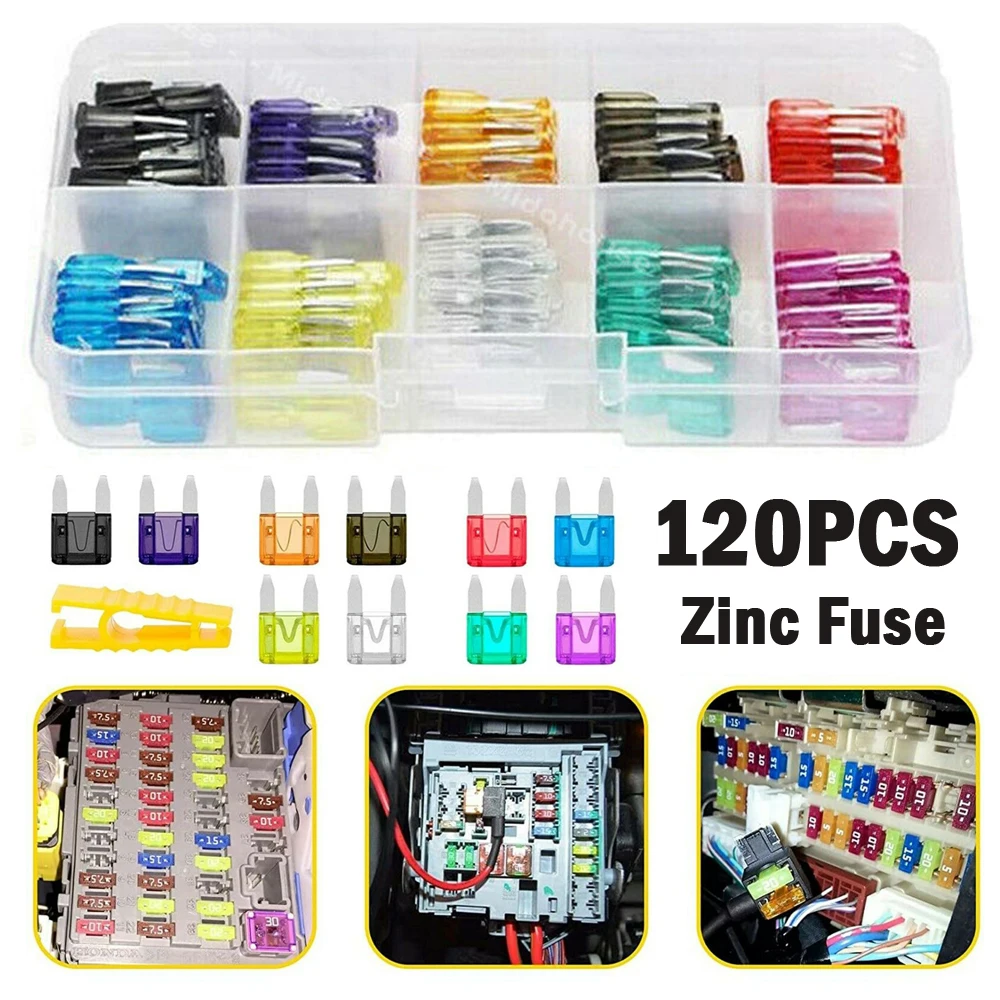 

120PCS Small Blade Fuse 2A-35A Fuses Assortment Auto Car Motorcycle SUV APM ATM Fuse Blade Kit