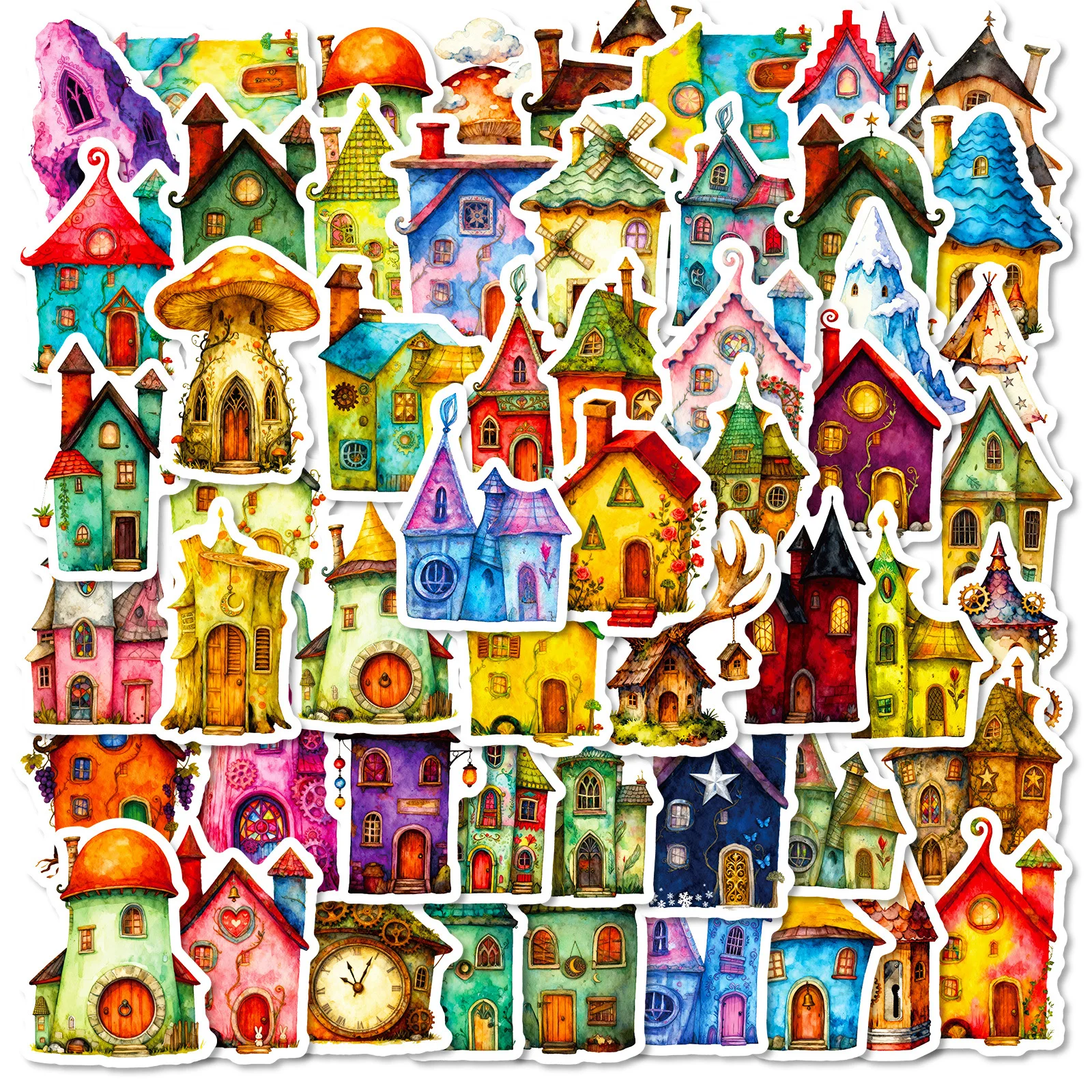 56 stücke Verträumte Farbe Magische Haus Cartoon Graffiti Aufkleber Buchhaltung Material Dekoration Gepäck Desktop-Computer Wasser Tasse