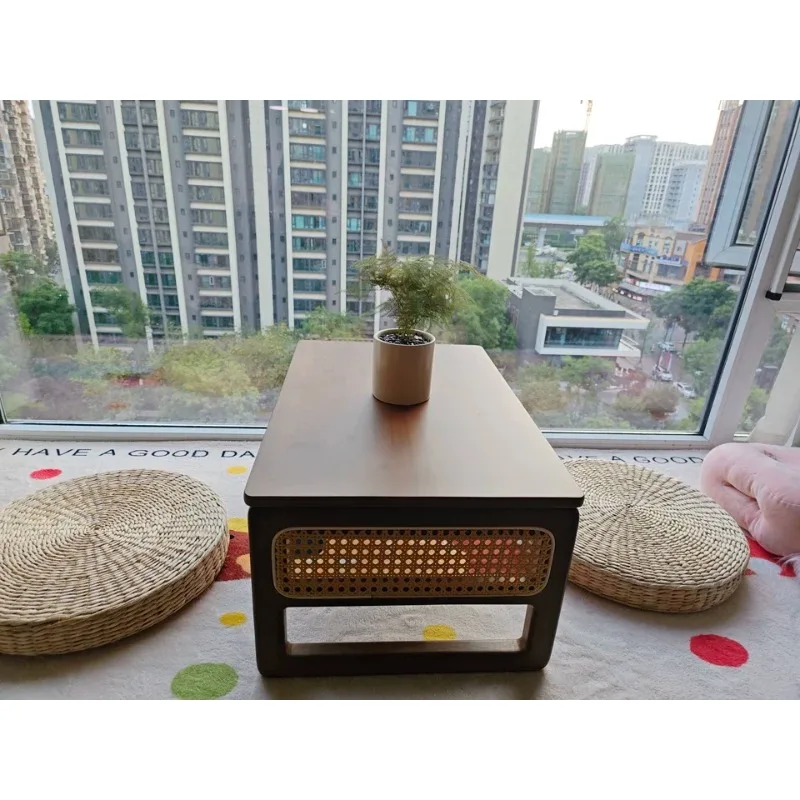 

Складной бамбуковый стол на подоконнике, татами-кровать, низкий учебный стол, однотонный компьютерный стол для балкона, портативный напольный чайный стол