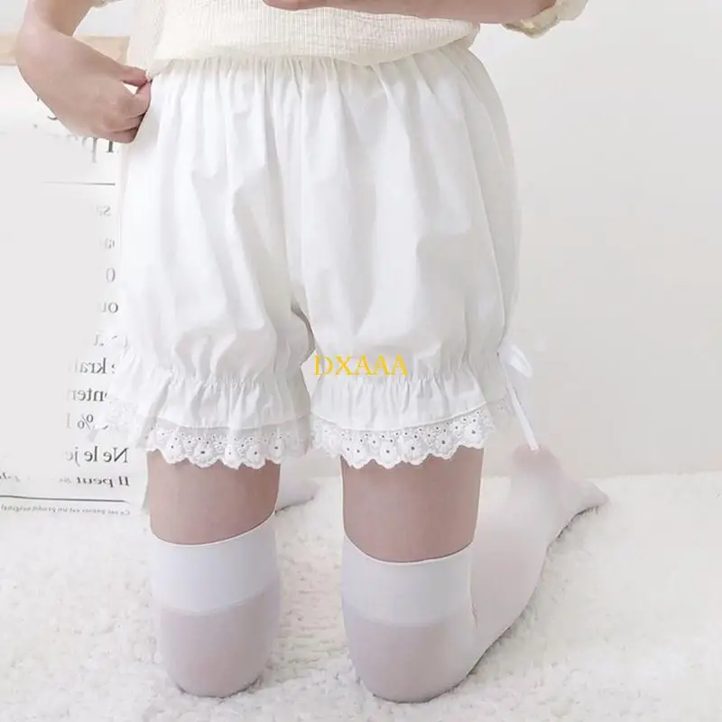 DXAA Women Vintage Gothic Bloomers Ruffled Lace Trim Pumpkin Shorts Bow Safety Pants