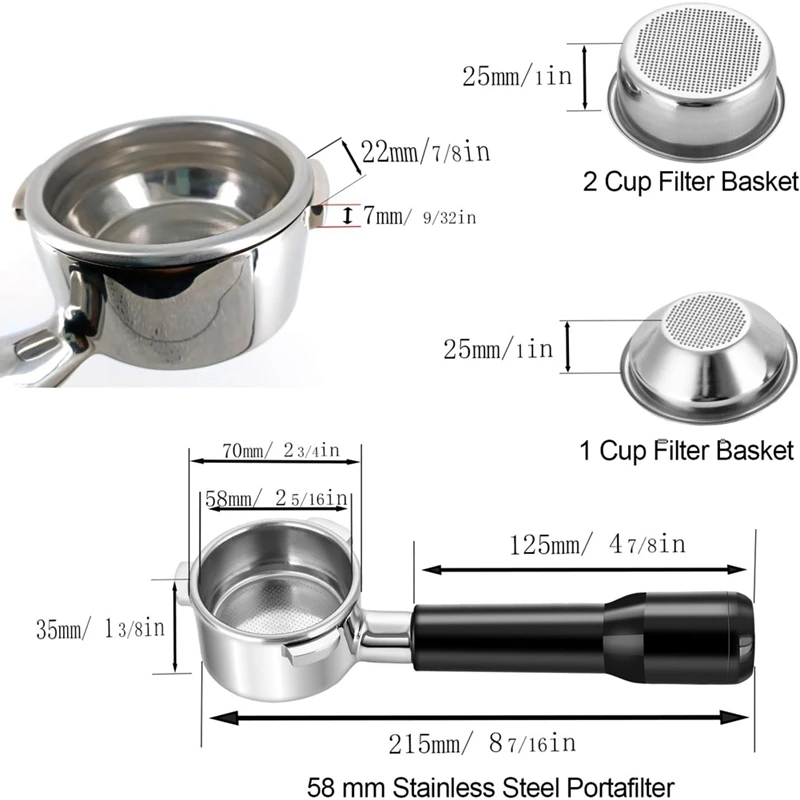 58Mm Bottomless Portafilter With 2 Filter Baskets For Gaggia/BEZZERA For Gaggia Classic Pro Bottomless Naked Portafilter