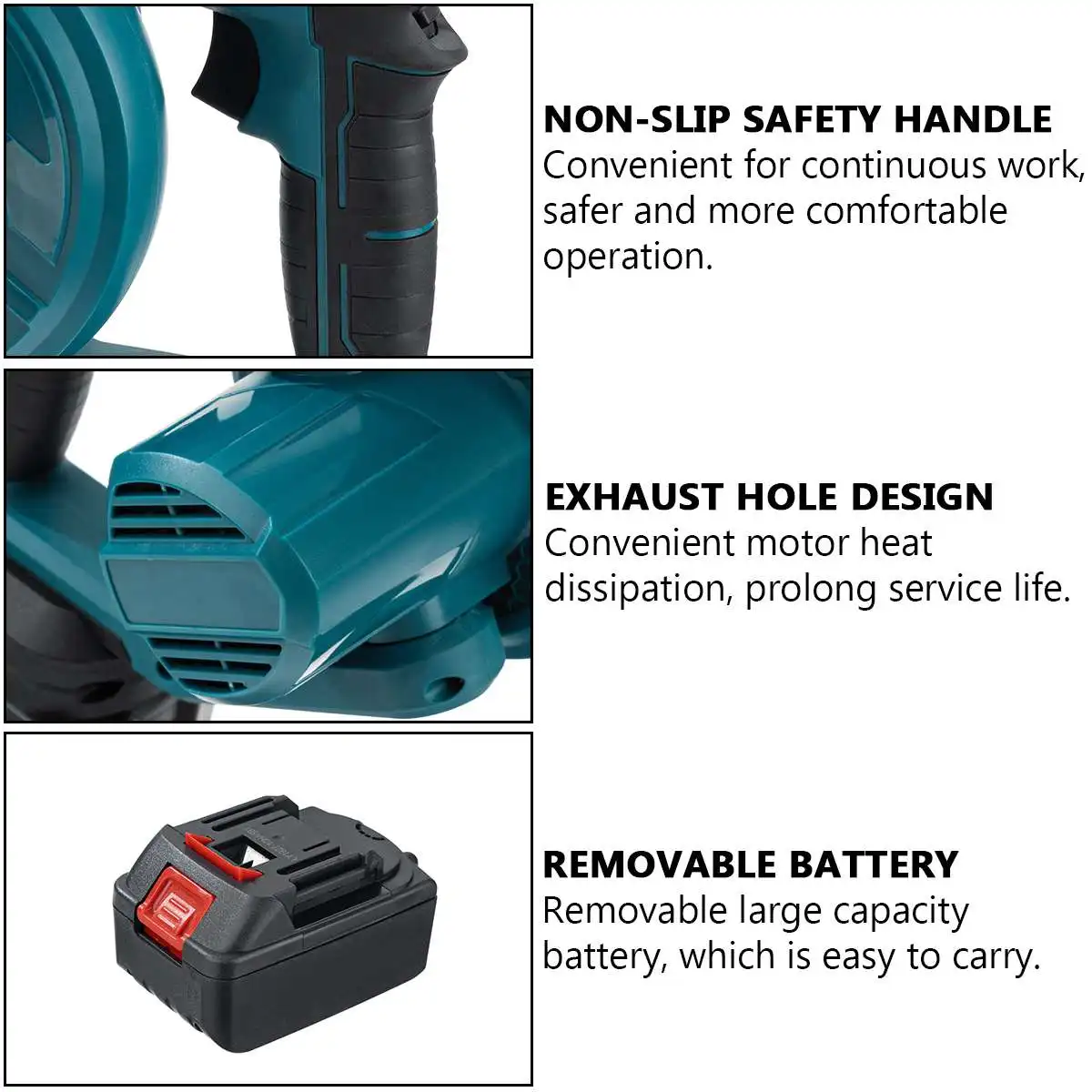 2200W 2 IN 1 Blower Udara Listrik Dapat Dilipat Alat Daya Kolektor Debu Komputer Daun Genggam Tanpa Kabel untuk Baterai Makita 18V