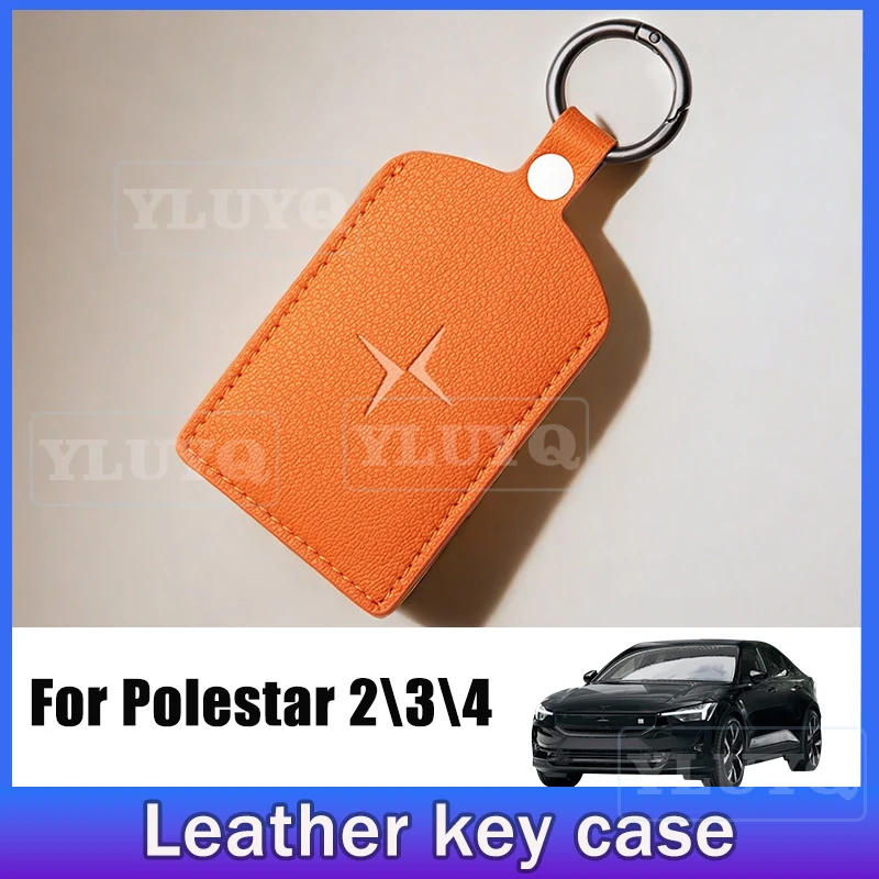 

For Polestar 2 3 4 Card Key Protective Case Leather Key Bag NFC Shell Buckle Chain Car Interior Modification Accessories