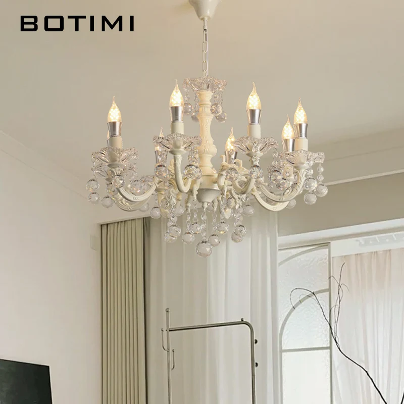 French Crystal Chandelier For Living Room Candles Vintage American Dining Room Hallway Lighting White Princess Bedroom Lustres