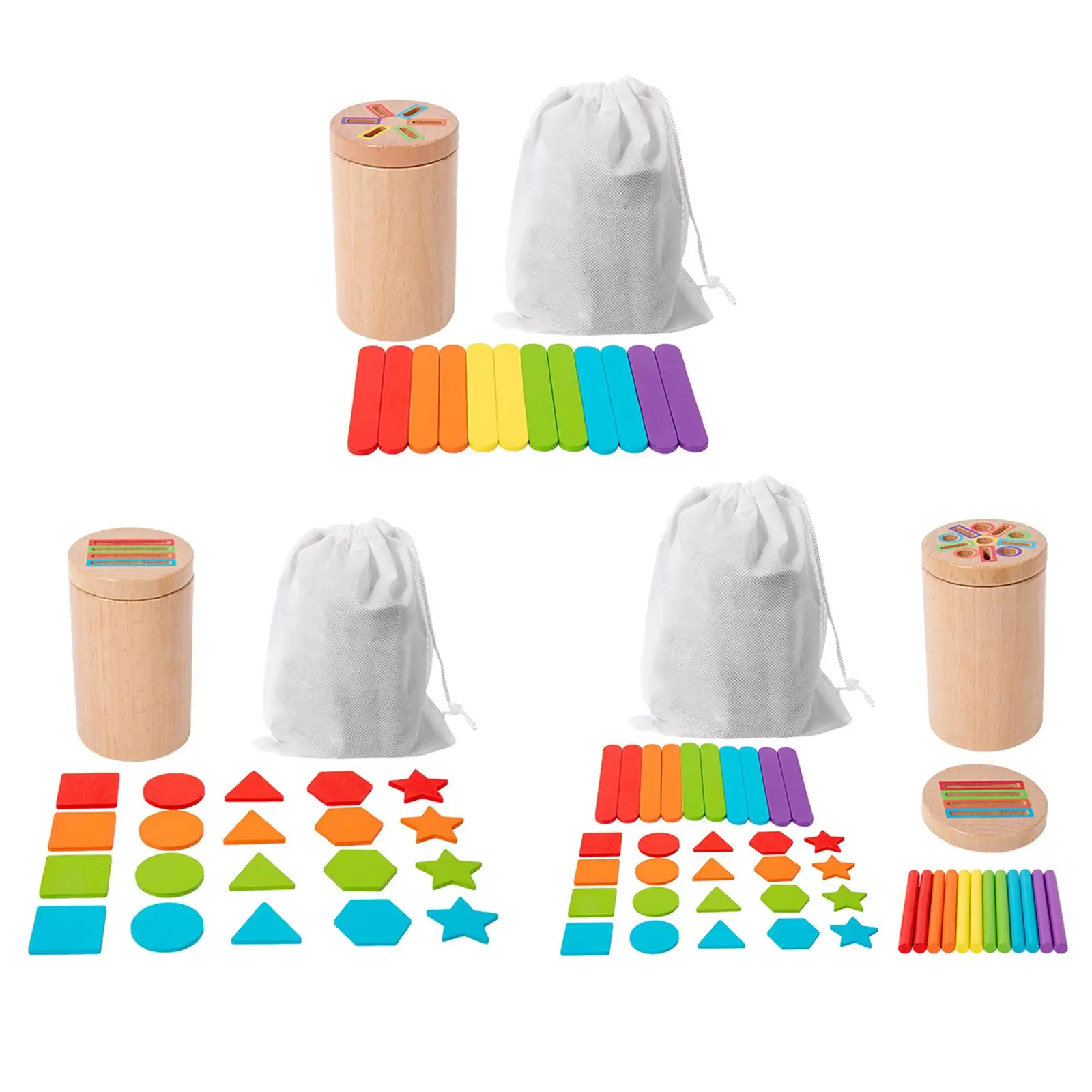 Palos Montessori, juguete sensorial con bolsa de almacenamiento, desarrollo educativo, juguete de clasificación a juego de colores para niños pequeños, guardería