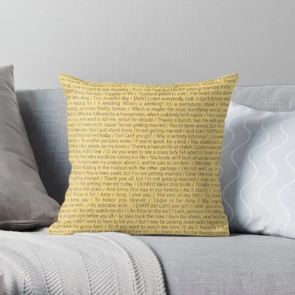 Getting Married Today Lyrics  Printing Throw Pillow Cover Comfort Decor Soft Home Car Sofa Fashion Pillows not include One Side