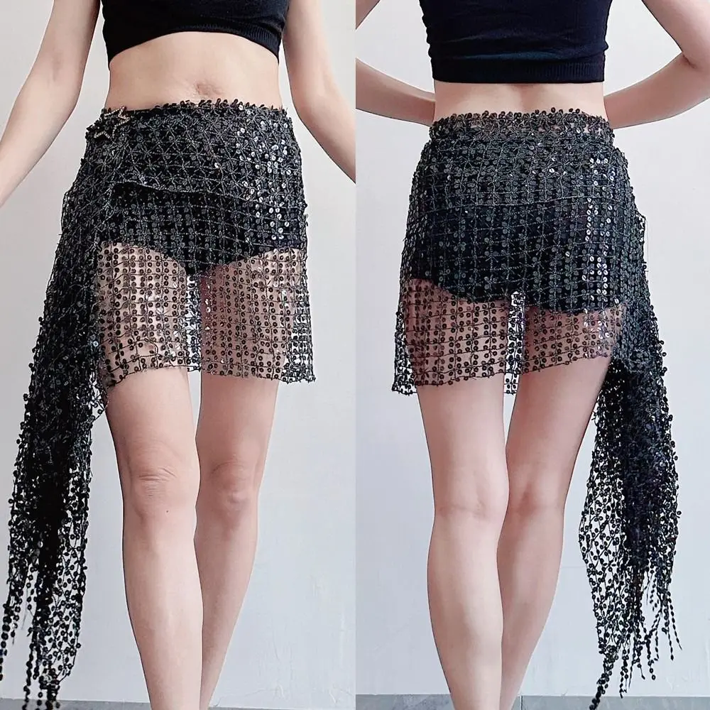 Cintura di danza del ventre con paillettes per feste Nappa scava fuori Sciarpa di danza del ventre Accessori per la danza Costumi di danza del ventre multicolori per ragazza