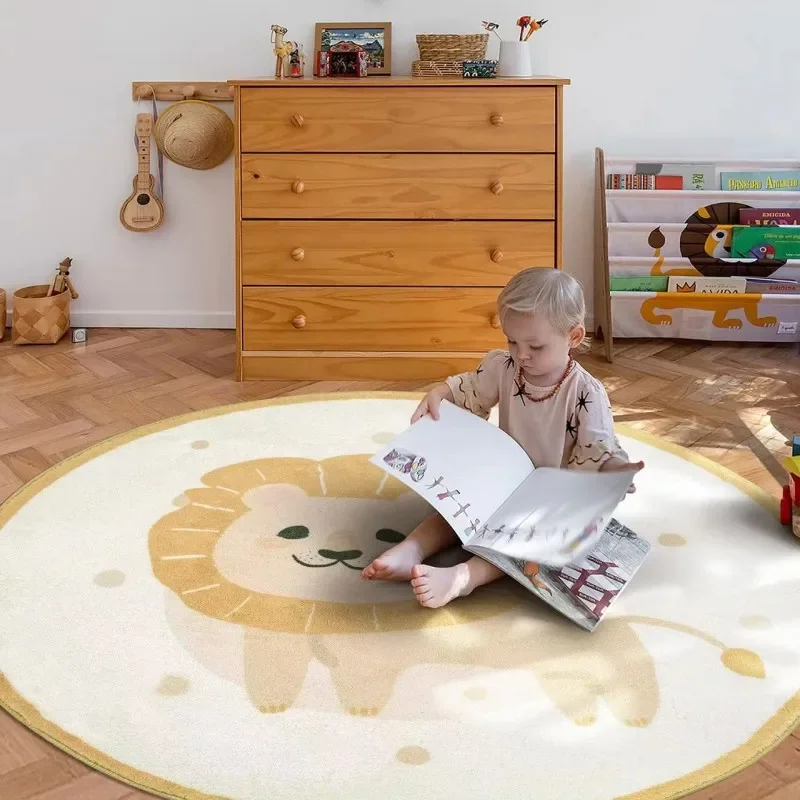 Round Rug for Living Room – Large Soft Children’s Carpet, Fluffy Baby Crawling Mat, Non-Slip Home Floor Rug