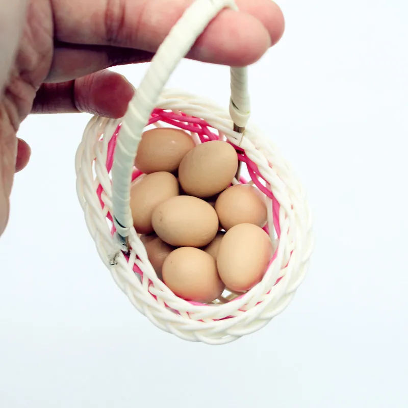 

1set Dollhouse Mini Egg Basket Duck Eggs Frame Basket Food Play Miniature Simulation Life Scene Decoration Home Decor Decoration