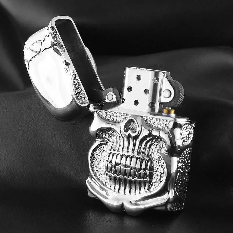 Briquet haut de gamme avec armure de chevalier squelette, briquet à meule coupe-vent, cadeau pour hommes, accessoires pour fumer, vente en gros, 2026