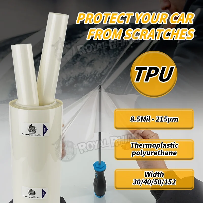 Película Protectora de Pintura para Automóvil de TPU PPF Brillante de Alta Calidad de 8.5mil, Autoadhesiva y Autoregenerable, con Garantía de 6-8 Años, 215 micras