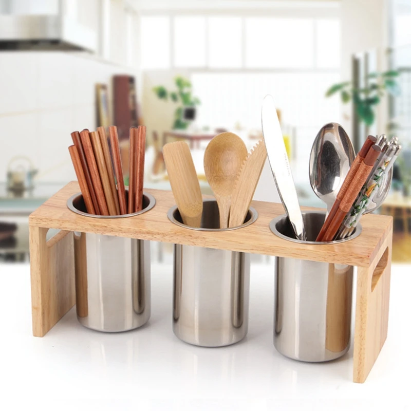 Multifunction Kitchen Countertop With Base Drain Stainless Steel Easy To Clean Proof Cutlery Holder Flatware Organizer Promotion