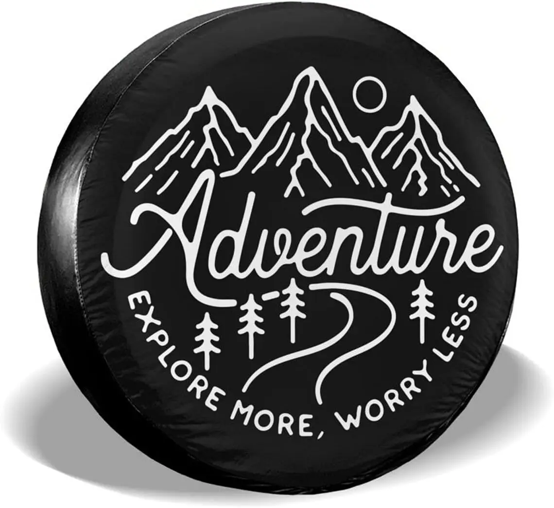 Adventure explore Spare Tire Cover for RV Trailer Wheel Covers for Trailer Tires Camping Weatherproof Universal for Trailer SUV