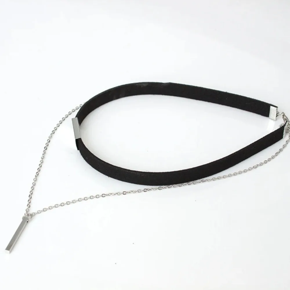 2024 New Black Velvet Choker Necklace Strip Rope Chain Bar Square Tube  Chocker Women Collar Mujer Collier Femme Ras Du Cou