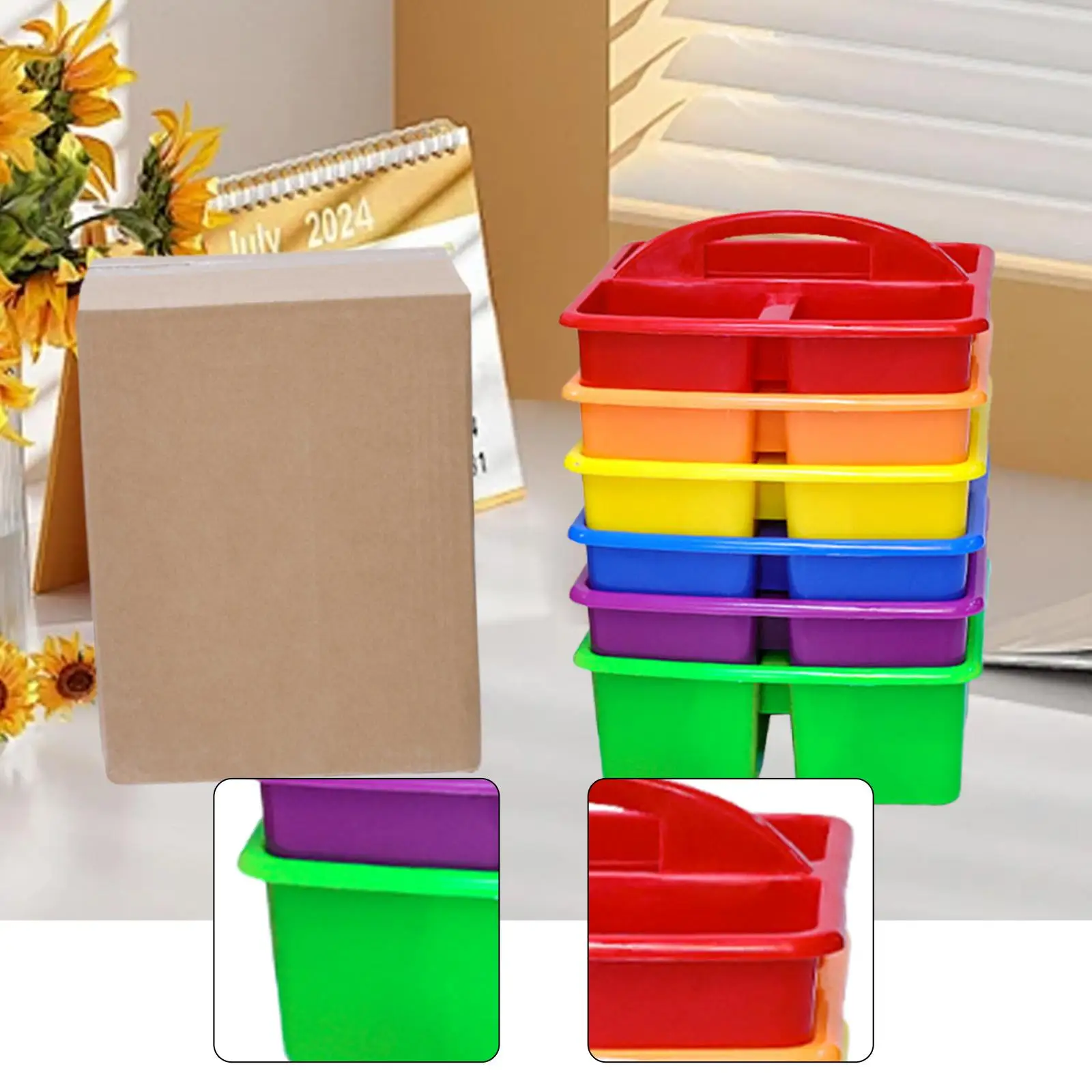 6 Pieces Classroom Storage Boxes Storage Bins Portable Toiletries Organizer for