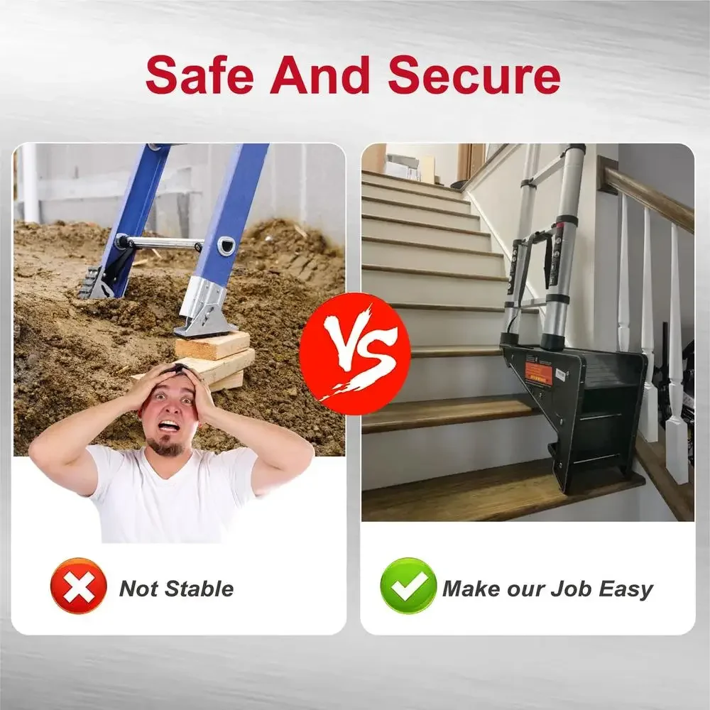 Ladder Leveler,Pitch Hopper Ladder Stabilizer Stair Ladder with Storage Ladder Leveling Tool,Ladder Jacks,Easy to Use,Stable