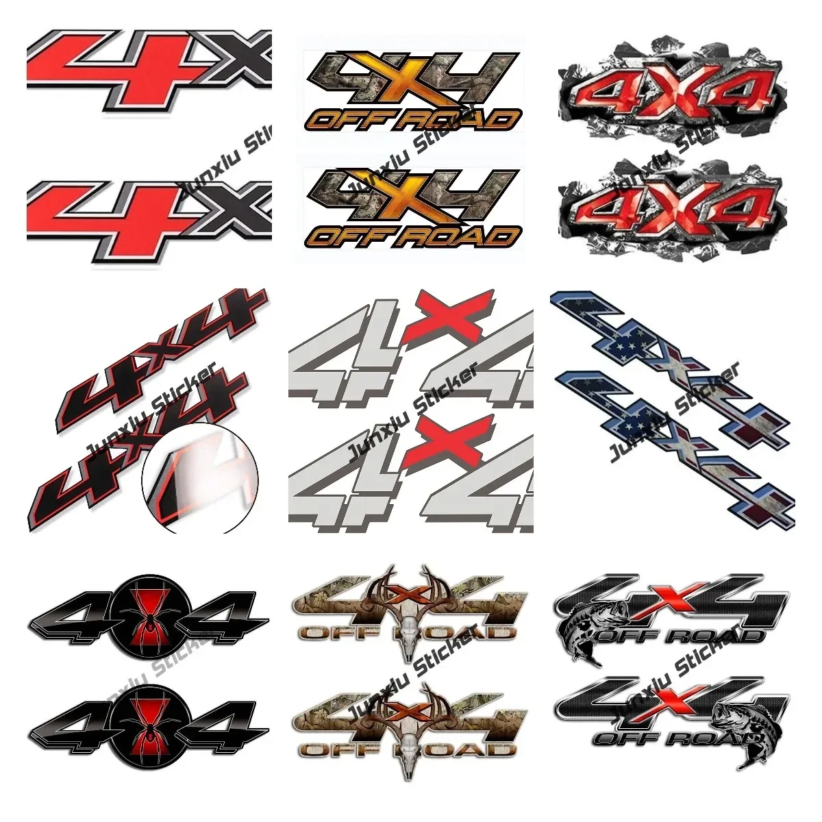 

2 Pieces Personality 4x4 Off Road Sticker Waterproof JDM Refit Decal Accessories for Car Truck Pickup Racing Rally Sunshade