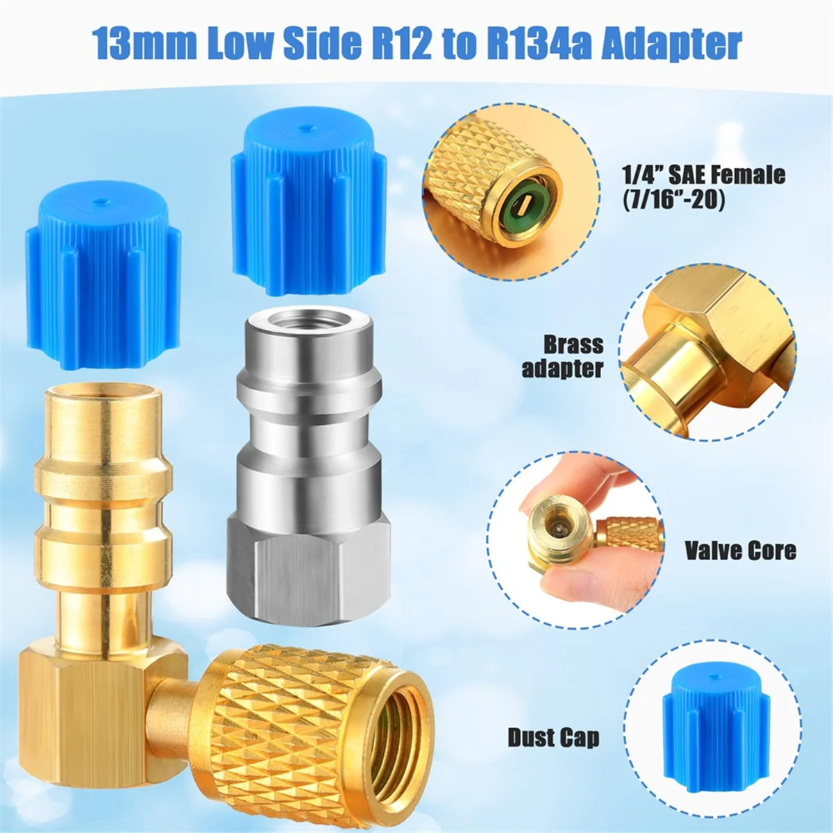 AD11 R12 から R134A AC フィッティング変換アダプターキット、クイックカプラーバルブ A/C 90 °   ポートレトロフィットアダプター高/低圧