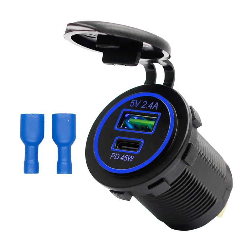 

Dual Port 12V-24V QC3.0 USB Type C Fast Charger 20W PD Car Socket Waterproof Function Plastic Material Model Golf AUX Connection