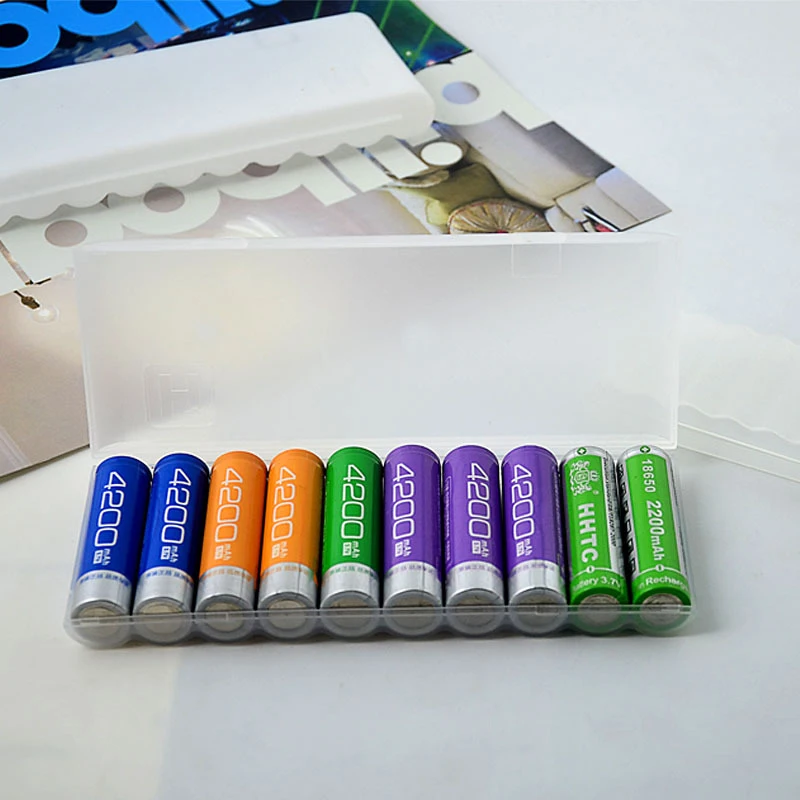 10 Slot Transparent White Plastic Battery Storage Box Hard Container Holder Case For AA Battery Organizer Accessories