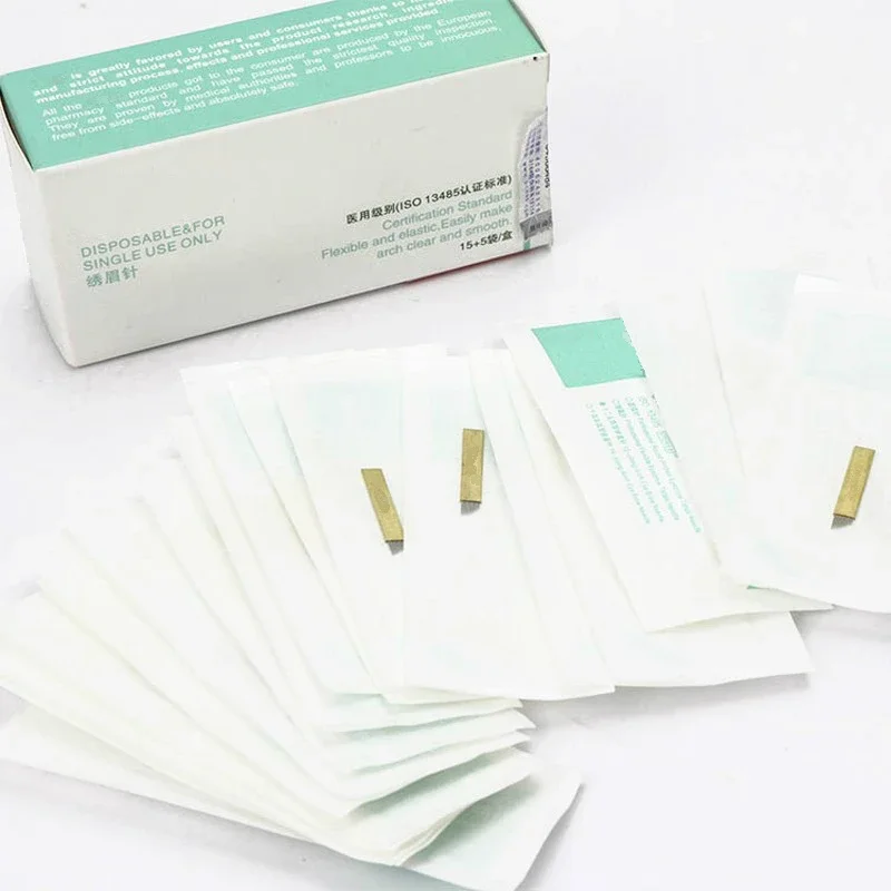 Agujas de Microblading para maquillaje permanente de cejas, pluma de tatuaje Manual, bordado 3D, 12 Pines, 100 unidades