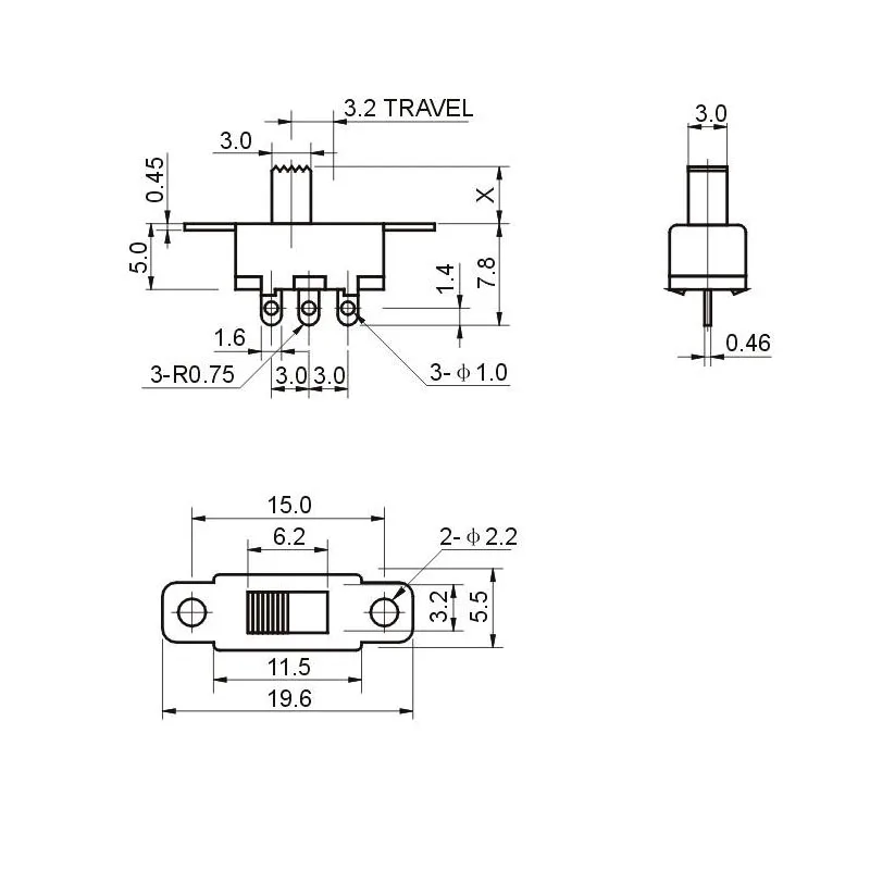 10Pcs SS12F15 Mini Toggle Switch 3 Pins 1P2T Slide Switch For DIY Electronic Toy Projects Handle High 3-6MM DC 50V 0.5A