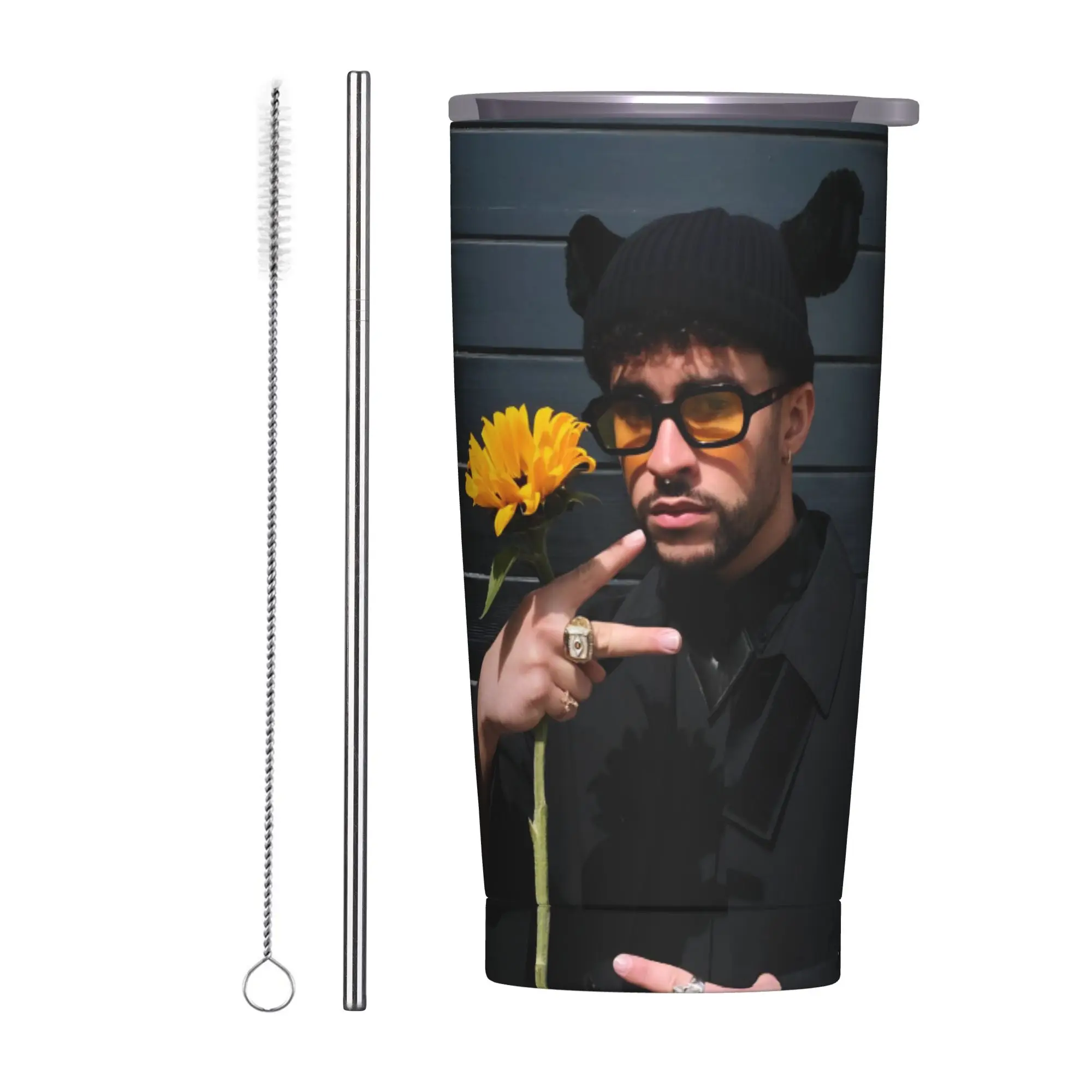 Bad Bunny DTMF Tour 2026 Tumbler Vacuum Insulated  Coffee Cups Vacuum Flask Smoothie Tea Mugs Water Bottle 20oz