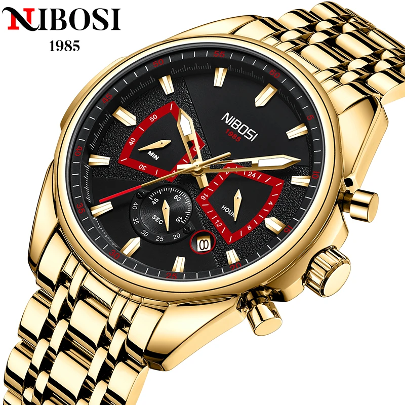 

NIBOSI New 2508 Mens Watches Brand Luxury Military Sports Chronograph Waterproof Quartz Watch For Men Wristwatch Reloj Hombre