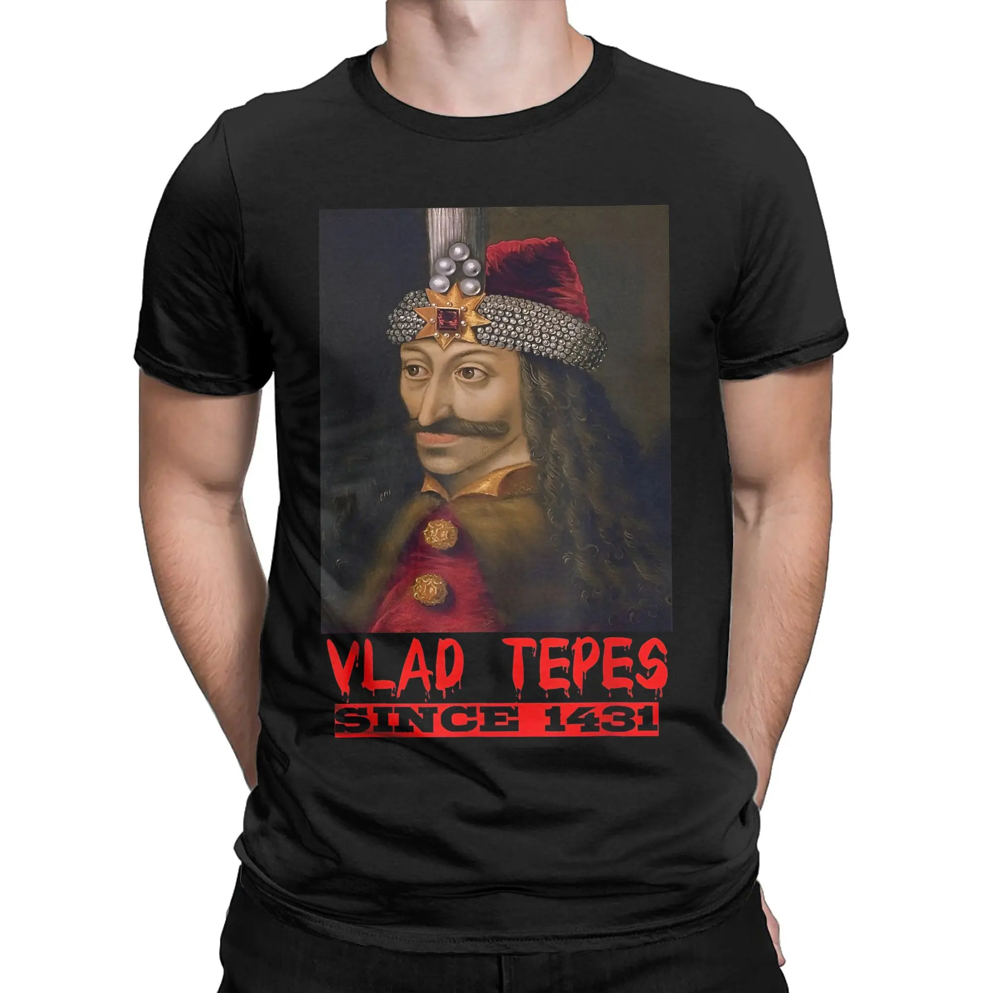 Men's T-Shirts Vlads Dracula Tepes Vlads the Impaler Awesome Cotton Tee Vampire Undead Goth T Shirt Crew Neck Clothing Classic