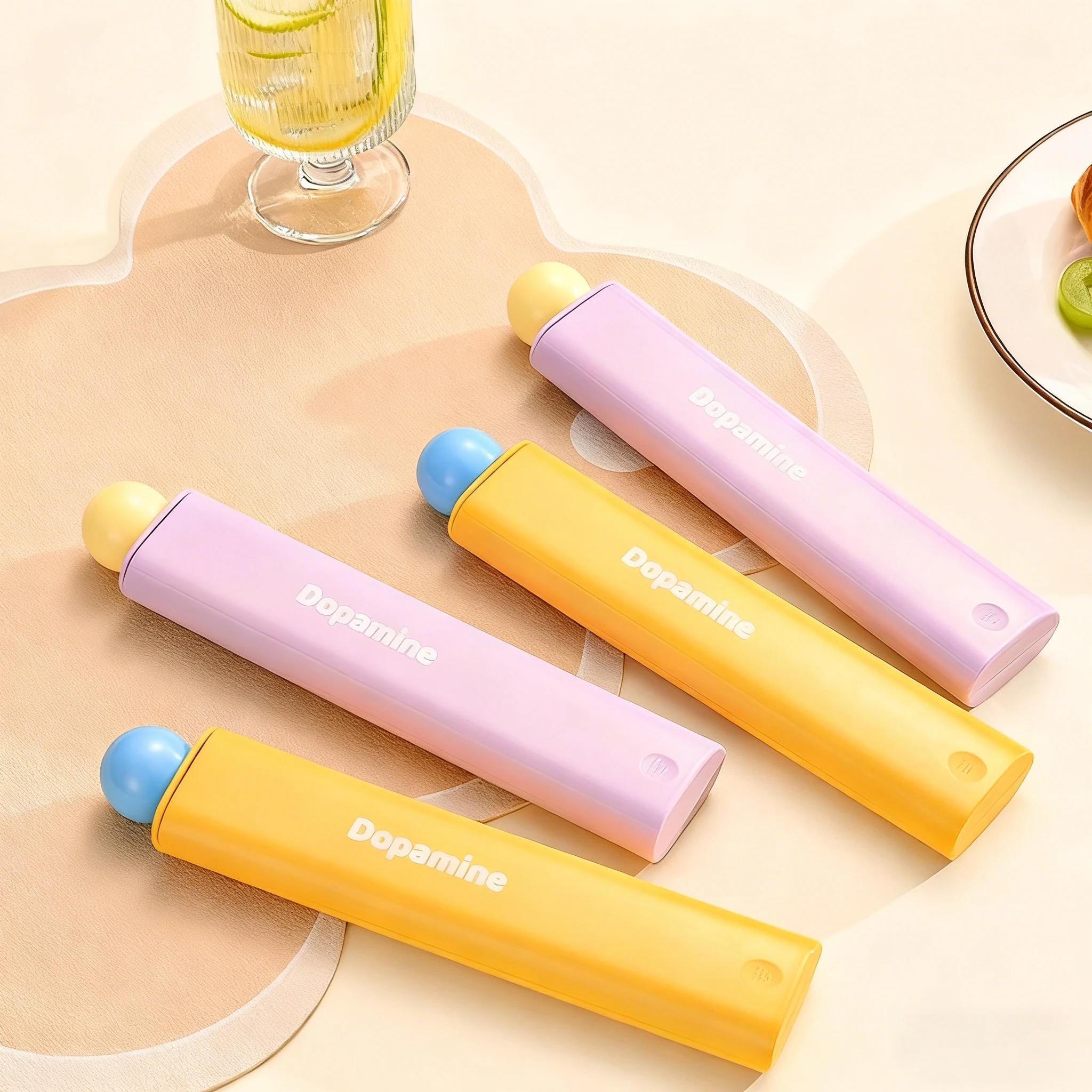 Set di posate portatili da 3 pezzi Bacchette cucchiaio in acciaio inossidabile 304 con custodia per regalo di Natale Stoviglie da esterno carine