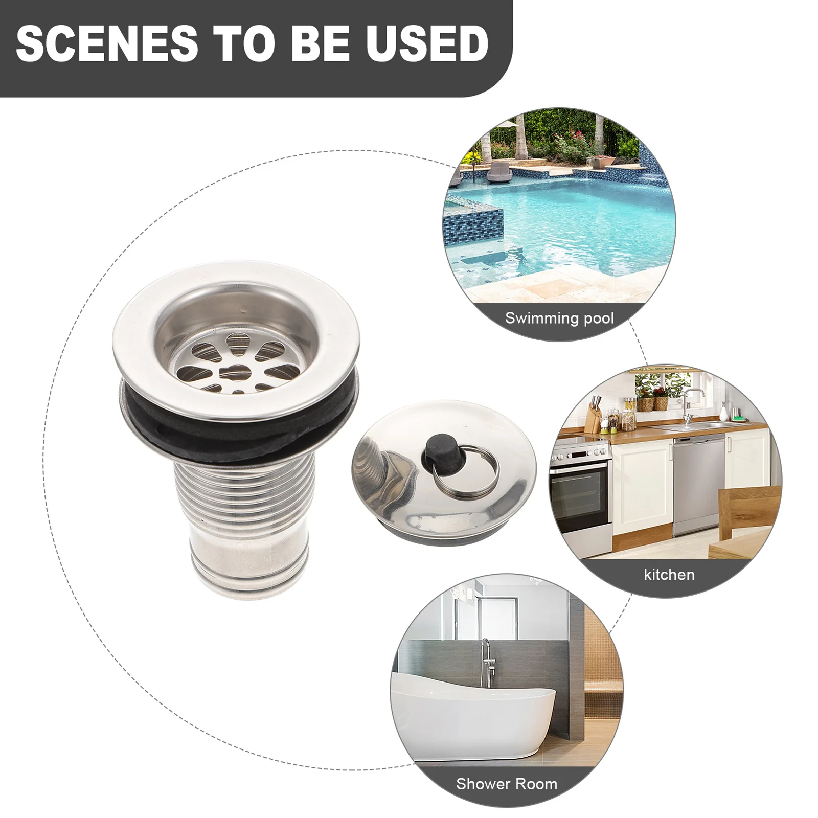 

Sink Drain Stopper Stainless Steel Tub Stopper Strong Seal for Kitchen Bathroom Laundry Sink Bathtub Water Plug