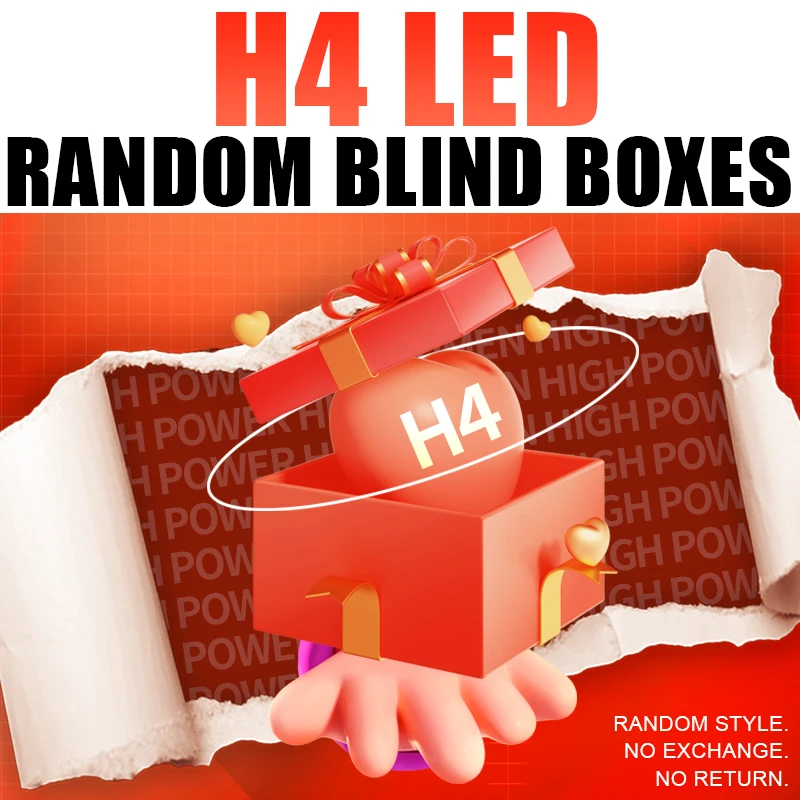 

2PCS H4 LED Car Headlight Bulb CSP Chips Canbus Error Free Turbo Diode STG PTF High Low Beam 6000K White Led Light Plug&Play 12V