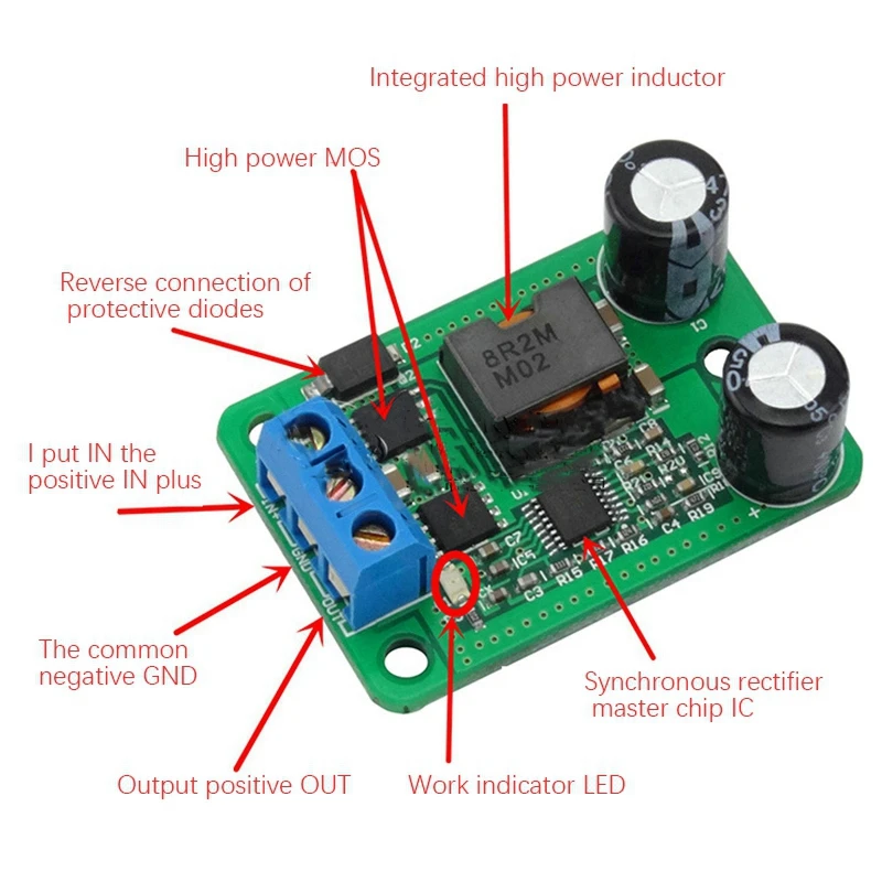 HW-468 DC-DC وحدة تنحى 24 فولت/12 فولت إلى 5 فولت/5 أمبير مصدر طاقة في (9-35 فولت) بدلاً من 055 لتر
