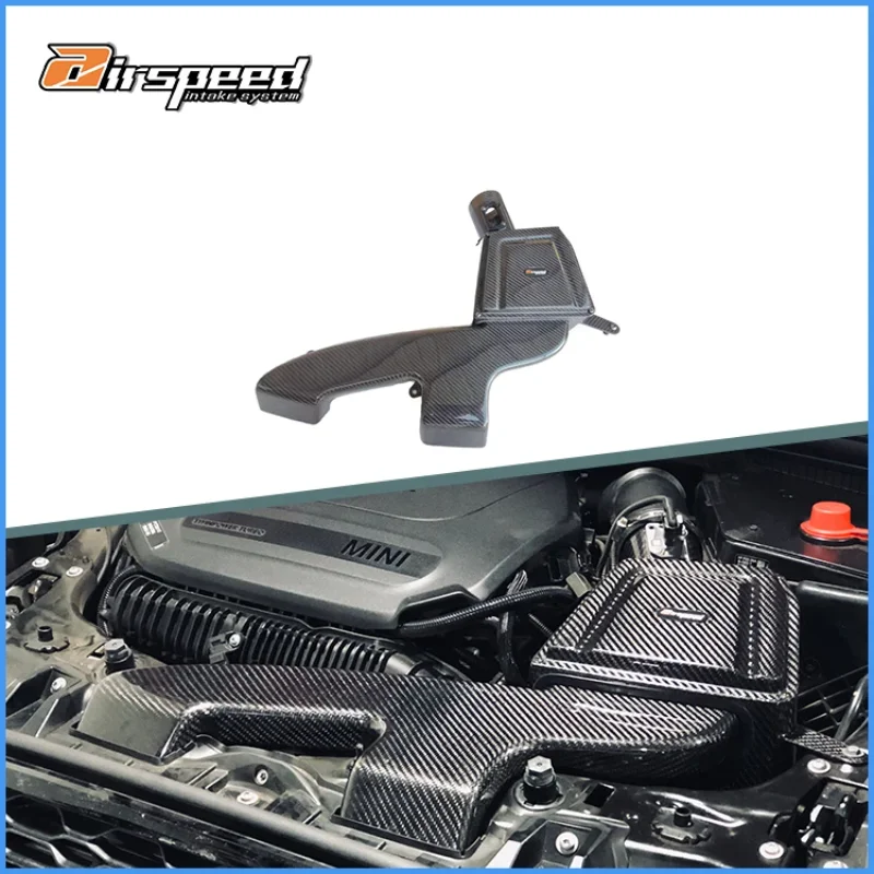 Airspeed 100% kits de sistema de admissão de ar frio de fibra de carbono seco para bmws mini f56 1 série 118i b38 1.5t 120i b48 2.0t 2015-up