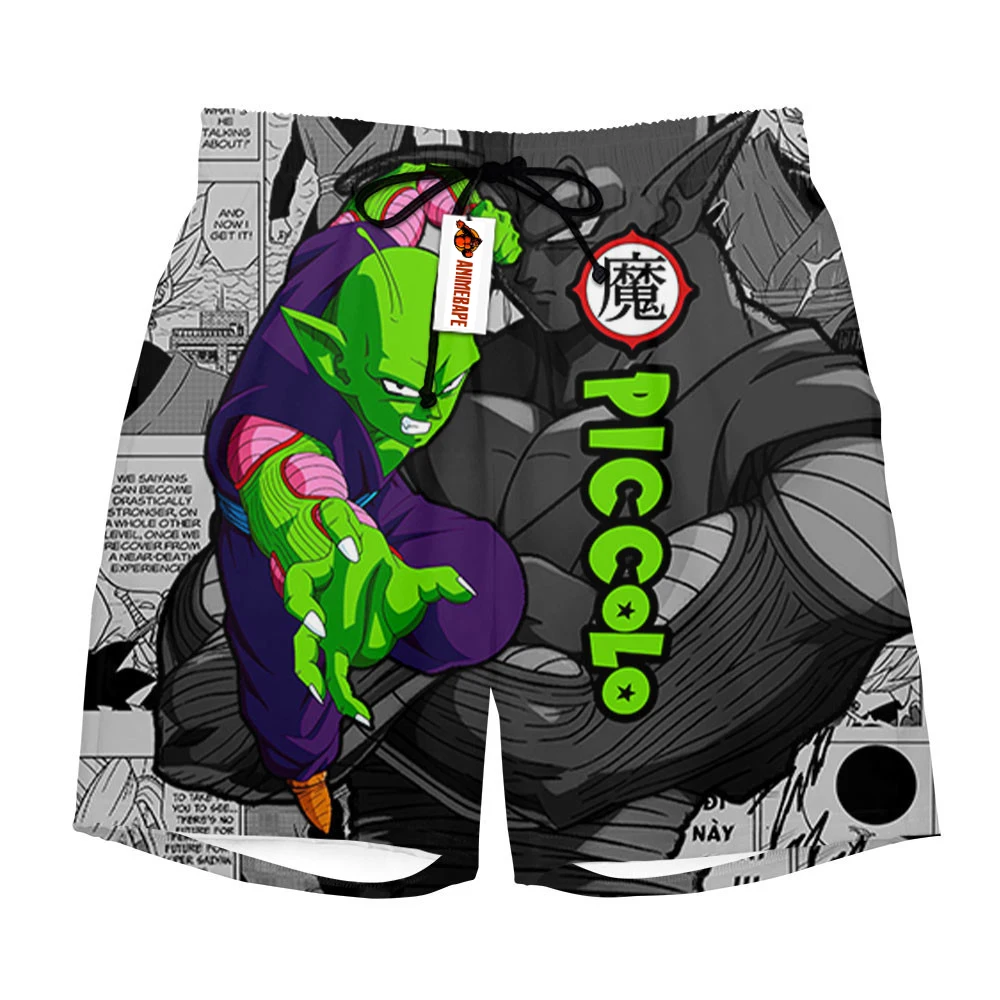 

Новые летние шорты 2026 года с принтом в стиле манги Dragon Ball Z Piccolo, быстросохнущие, мужские, с аниме-канджи, повседневные, дышащие, пляжные шорты