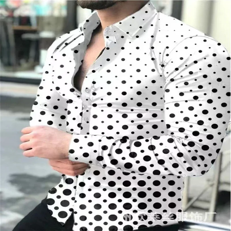 Men\'s top lapel shirt casual comfortable evening fashion trend retro classic style 2023 spring and summer casual style